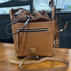 Dooney & Bourke Tan Smooth Leather and Brown Suede Crossbody Bag